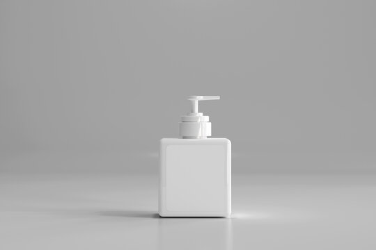 Square Pump Bottle 3D Rendering