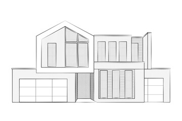 modern building illustration,  home or house drawing -