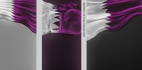 Abstract Qatar Flag 3D Render (3D Artwork)
