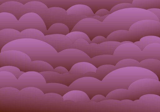 Mar de nubes color vino. Cielo de nubarrones rojos. Tormenta