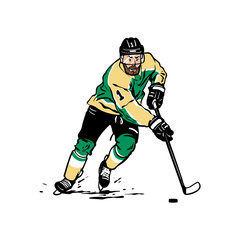 Ice Hockey Player in Action Vector