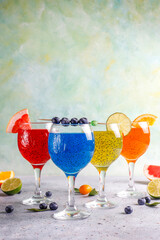 Trendy tropical basil seed drinks.