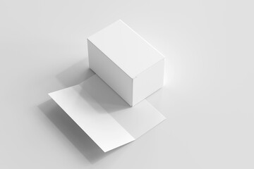 Isolated Product Packaging Box with Bi-Fold Brochure 3D Rendering