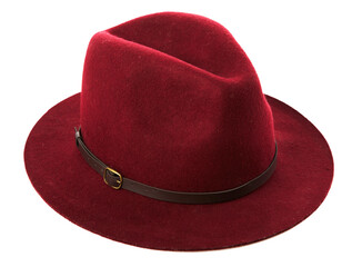 Red color fashion hat isolated on background