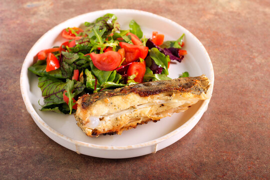 European flounder fish steak fried