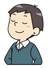 鼻高な男子学生のバストアップ