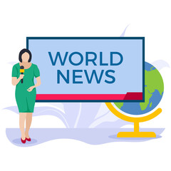 News anchor presenting world news