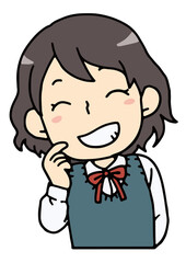 Obraz premium 頬をかく女子学生のバストアップ