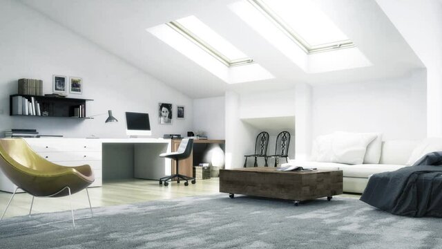 Attic Apartment Design - loopable 3D Visualization