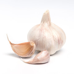 Garlic isolated on white background. Cooking spices