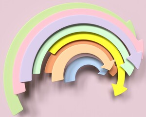 Fototapeta premium Abstract rainbow background with arrows. Infographic arrow. 3d illustration