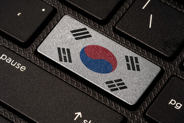 South Korea  flag print screen on laptop computer keyboard , South Korea country is high economic...