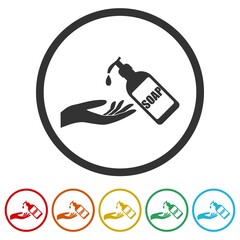 Washing hands ring icon isolated on white background color set
