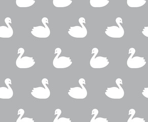 Fototapeta premium Swan seamless pattern in white and grey. Swans print for paper or fabric.