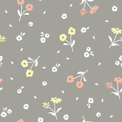 Floral colorful seamless pattern. Flowers in pink and yellow print.