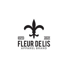 Fleur de lis logo design for apparel business - obrazy, fototapety, plakaty