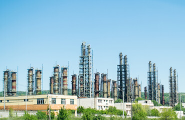 Industrial area. Abandoned, obsolete refinery.