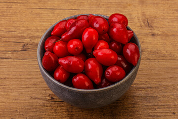 Sweet and ripe cornel berries