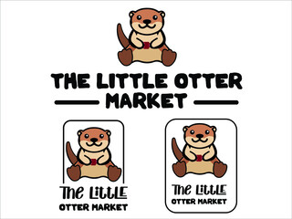 minimalist otter icon logo template vector illustration