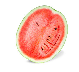 Slice of watermelon isolated on white background.