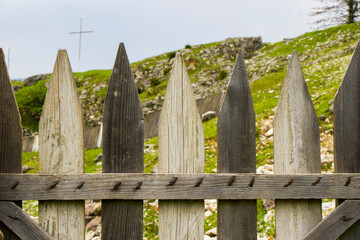 Wooden fence view in the village