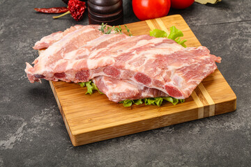 Raw pork ribs for cooking