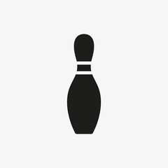 Bowling pin vector icon isolated on white background.