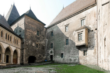Fototapeta na wymiar Architectural details of Corvin Castle, also known as Hunyadi Castle or Hunedoara Castle, Hunedoara County, Transylvania, Romania