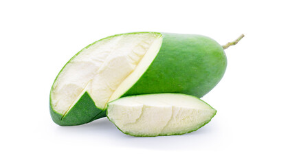 fresh green mango isolated on white background