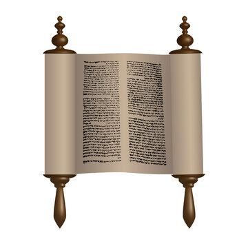 Torah scroll with text. Vector clip art. Without a background, isolated.
