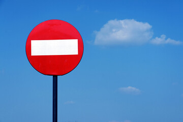 Road sign on a metal pole 
