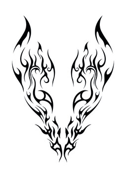 hot head creature ethnic celtic fire burn flame abstract tattoo symbol