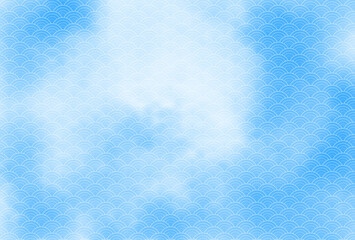 和柄背景　青　ベクター素材