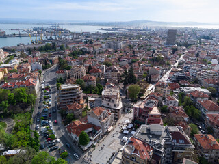 Obraz premium Aerial view of town of Burgas, Bulgaria