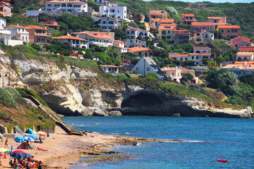 Fototapeta premium Vista sul paese di S'Archittu, Oristano, Sardegna, Italia, Europa 