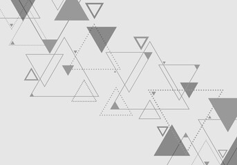 Abstract gray geometric triangles. dots, lines elements overlapping on white background