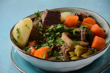Pot-au-feu, traditional french stew. Stewed beef and potatoes. In France considered a national dish.