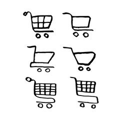 hand drawn shopping cart icons
