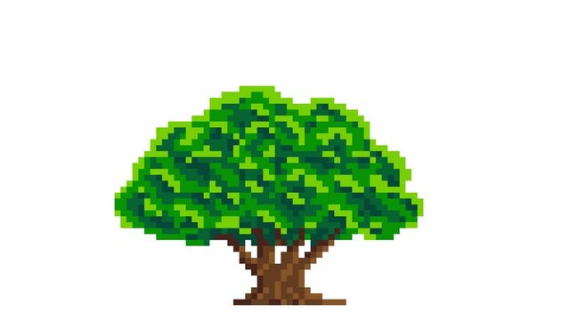 Pixel Art Money Tree Growth Animation, 8-bit Gold Coins Financial Success and Investment Concept