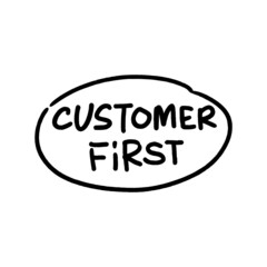 Line doodle vector sketch design "customer first"