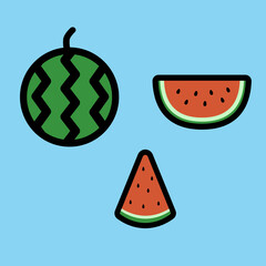 シンプルでかわいいスイカのイラストセット