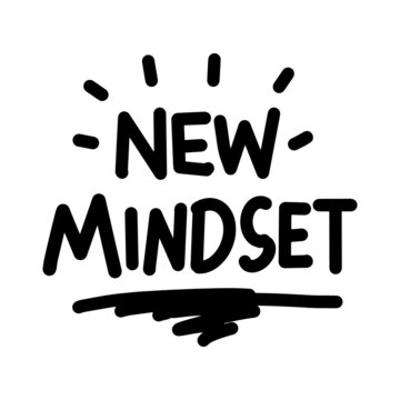 Handwritten "New Mindset". Motivational quote. Vector background for poster, postcard, print. Typography concept