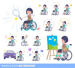 Fototapeta premium 車椅子に乗るインカムをつけたビジネス女性のセット
