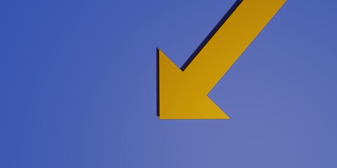 arrow pointing down . Stock market correction symbol . Price collapse .