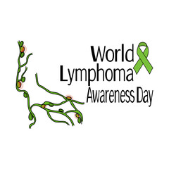 World Lymphoma Awareness Day, Schematic representation of the affected lymphatic system, for poster or banner