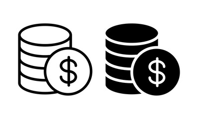 money coins icon vector for web site