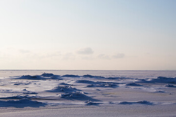 winter landscape with snow and sea