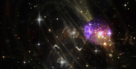 Sci fi galaxy background in space and mystic planet. Elements of this image furnished by NASA.