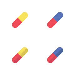 Medical pills flat icon. Vector illustration