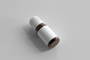 Amber Glass Medicine Bottle with Empty Label 3D Rendering